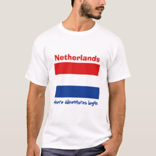 Niederländische Flagge + Karte + Text-T - Shirt