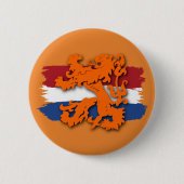 Niederländische Flagge Orange Lion Team Holland Button (Vorderseite)