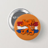 Niederländische Flagge Orange Lion Team Holland Button (Vorne & Hinten)