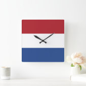 Niederländische Flagge Quadratische Wanduhr (Zuhause)