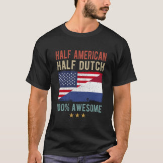 Niederländische Flagge USA Halbamerikanischer Halb T-Shirt