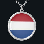 Niederländische Flagge Versilberte Kette<br><div class="desc">Patriotische Flagge der Niederlande.</div>