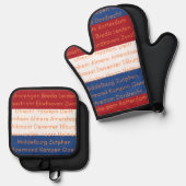 Niederländische Flaggenfarben mit Städten Ofenhandschuh & Topflappen-Set (Vorderseite/Rückseite)