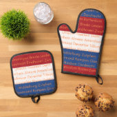 Niederländische Flaggenfarben mit Städten Ofenhandschuh & Topflappen-Set (Oben Unten)