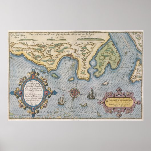 Niederländische Handelskarte für die Ostsee Poster (Vorne)