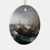 Niederländische Handelsschiffe und ein Smalschip Keramikornament (Rechts)