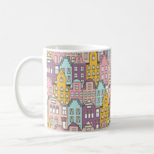 Niederländische Häuser Set handgezeichnet nahtlos Kaffeetasse