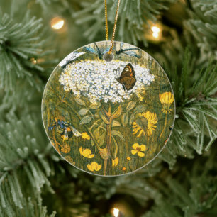 Niederländische Jugendstil-Wildblumen, Schmetterli Keramik Ornament