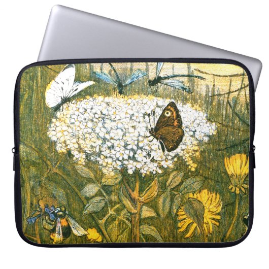 Niederländische Jugendstil-Wildblumen, Schmetterli Laptopschutzhülle (Vorderseite)