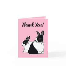 Niederländische Kaninchen Pink Danke Karte