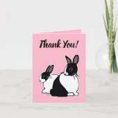 Niederländische Kaninchen Pink Danke Karte (Vorderseite)