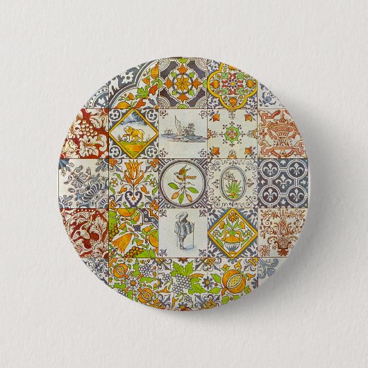 Niederländische Keramik-Fliesen Button (Vorderseite)