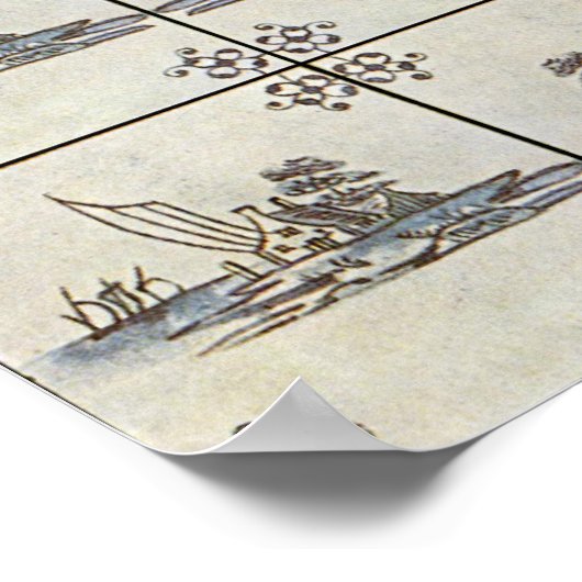 Niederländische Keramik Tiles 4 Poster (Ecke)