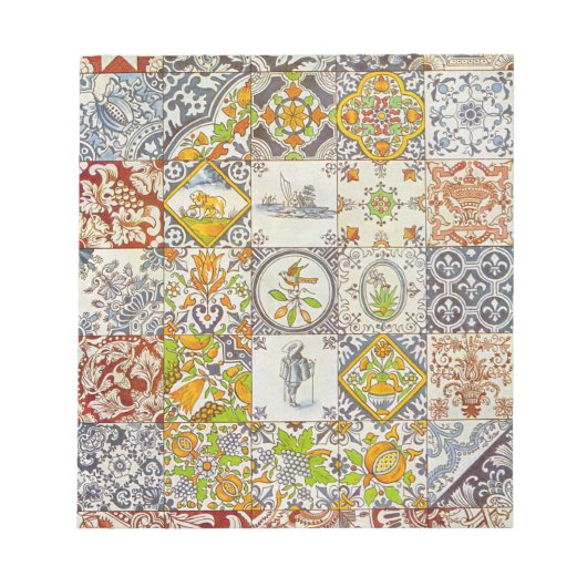 Niederländische Keramik Tiles Notepad Notizblock (Vorderseite)