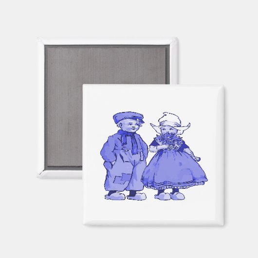 Niederländische Kinder in Blau Magnet (Vorderseite/Rückseite)