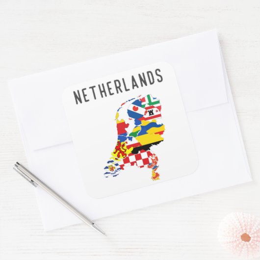 Niederländische Länderregionen - Flaggenbildersymb Quadratischer Aufkleber (Umschlag)