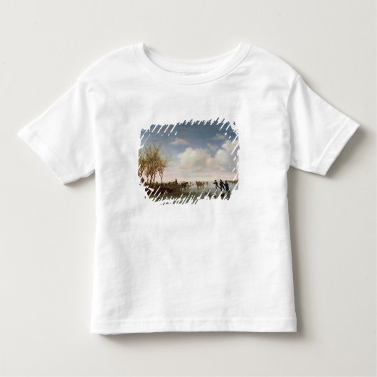Niederländische Landschaft mit Skatern Kleinkind T-shirt (Vorderseite)