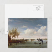 Niederländische Landschaft mit Skatern Postkarte (Vorne/Hinten)
