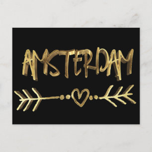 Niederländische Liebe Amsterdam Elegante Black Gol Postkarte