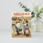 Niederländische Mädchen in traditionellen Kostümen Postkarte (Stehend Vorderseite)