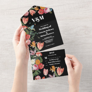 Niederländische Meister-Blumen-Hochzeit Alles-in-e All In One Einladung