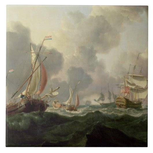 Niederländische Rosa und eine britische Fregatte Fliese (Vorderseite)