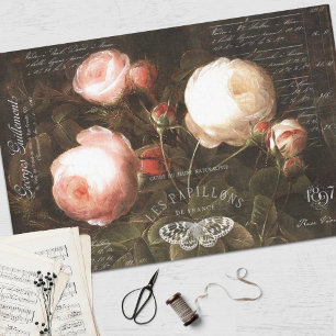 Niederländische Rose und Vintage Ephemera Decoupag Seidenpapier