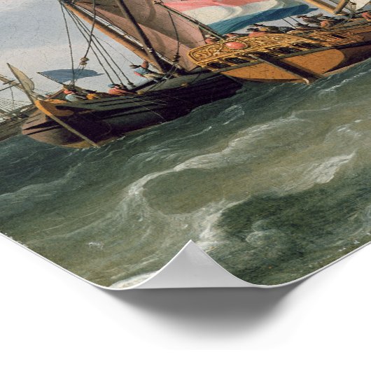 Niederländische Schifffahrt in einem Mohnmeer Poster (Ecke)