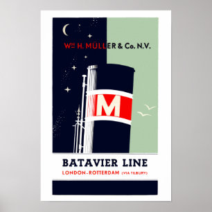 Niederländische Schifffahrtslinie Batavier Holland Poster