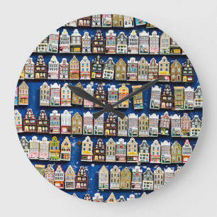 Niederländische Souvenirs, Straßenszene in Amsterd Große Wanduhr