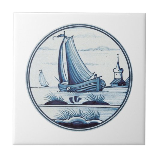 Niederländische traditionelle blaue Fliese (Vorderseite)