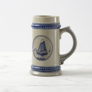 Niederländische traditionelle blaue Fliese Bierglas
