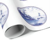 Niederländische traditionelle blaue Fliese Geschenkpapier (Rolleneckpunkt)