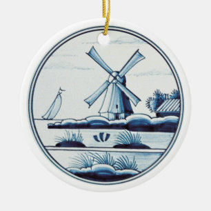 Niederländische traditionelle blaue Fliese Keramik Ornament