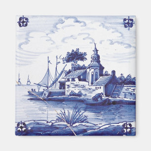 Niederländische traditionelle blaue Fliese Magnet