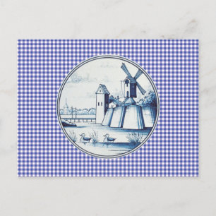 Niederländische traditionelle blaue Fliese Postkarte