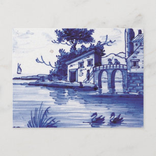 Niederländische traditionelle blaue Fliese Postkarte
