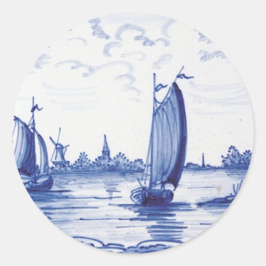 Niederländische traditionelle blaue Fliese Runder Aufkleber (Vorderseite)