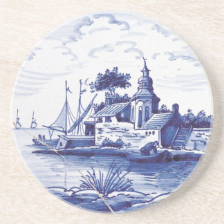 Niederländische traditionelle blaue Fliese Sandstein Untersetzer