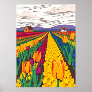 Niederländische Tulip Fields in Bloom Poster