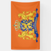 Niederländische Wappen auf der Orange-Fläche Banner (Vertikal)