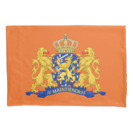 Niederländische Wappen auf Orange-Fläche Kissenbezug