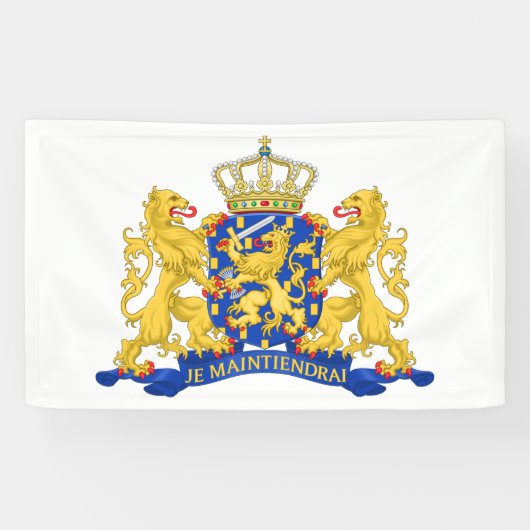 Niederländische Wappen auf weißer Bühne Banner (Horizontal)