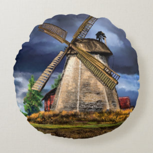 Niederländische Windmill Round Pillow Rundes Kissen