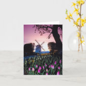 Niederländische Windmühle am Sonnenuntergang in Karte (Gelbe Blume)