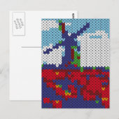 Niederländische Windmühle auf einem Feld Postkarte (Vorne/Hinten)