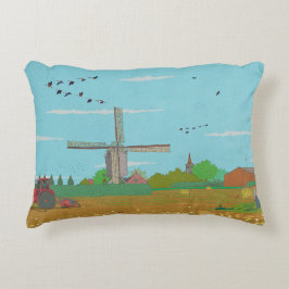 Niederländische Windmühle Landschaft Niederlande Dekokissen