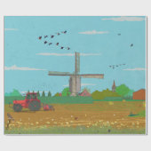 Niederländische Windmühle Landschaft Niederlande Geschenkpapier (Flach)
