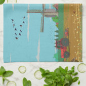 Niederländische Windmühle Landschaft Niederlande Geschirrtuch (Gefaltet)