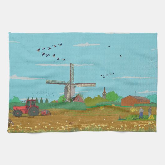 Niederländische Windmühle Landschaft Niederlande Geschirrtuch (Horizontal)